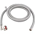 Eastman 6 foot Dishwasher Supply Line, 3/8 Inch Compression x 3/4 Inch FHT Elbow, Braided Stainless Steel Dishwasher Connectors, 41043