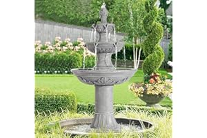 Dephet Italian Outdoor Water Fountains Garden Decor - 48.4''H Fountains and Waterfalls Outside, Large Cascading Indoor Floor-Standing Resin Bubbler Fountain Features W/Pump for Patio and Yard