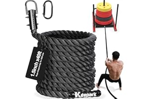 KEEPARK Weight Workout Sled Pulling Rope - 1.5 Inch Dia.15FT 20FT 30FT 40FT Length Heavy Duty Workout Rope for Weight Sled, Tire Drag, Football Training, Fitness Resistance Exercise Equipment for Men & Women
