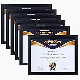 ELSKER&HOME 8.5x11 Picture Frame - Certificate Document Frame 6 Pack with Semi-Tempered Glass - Black Sturdy Wood Composite Award Diploma Frame - Includes Hanging Hardware and Desktop Easel