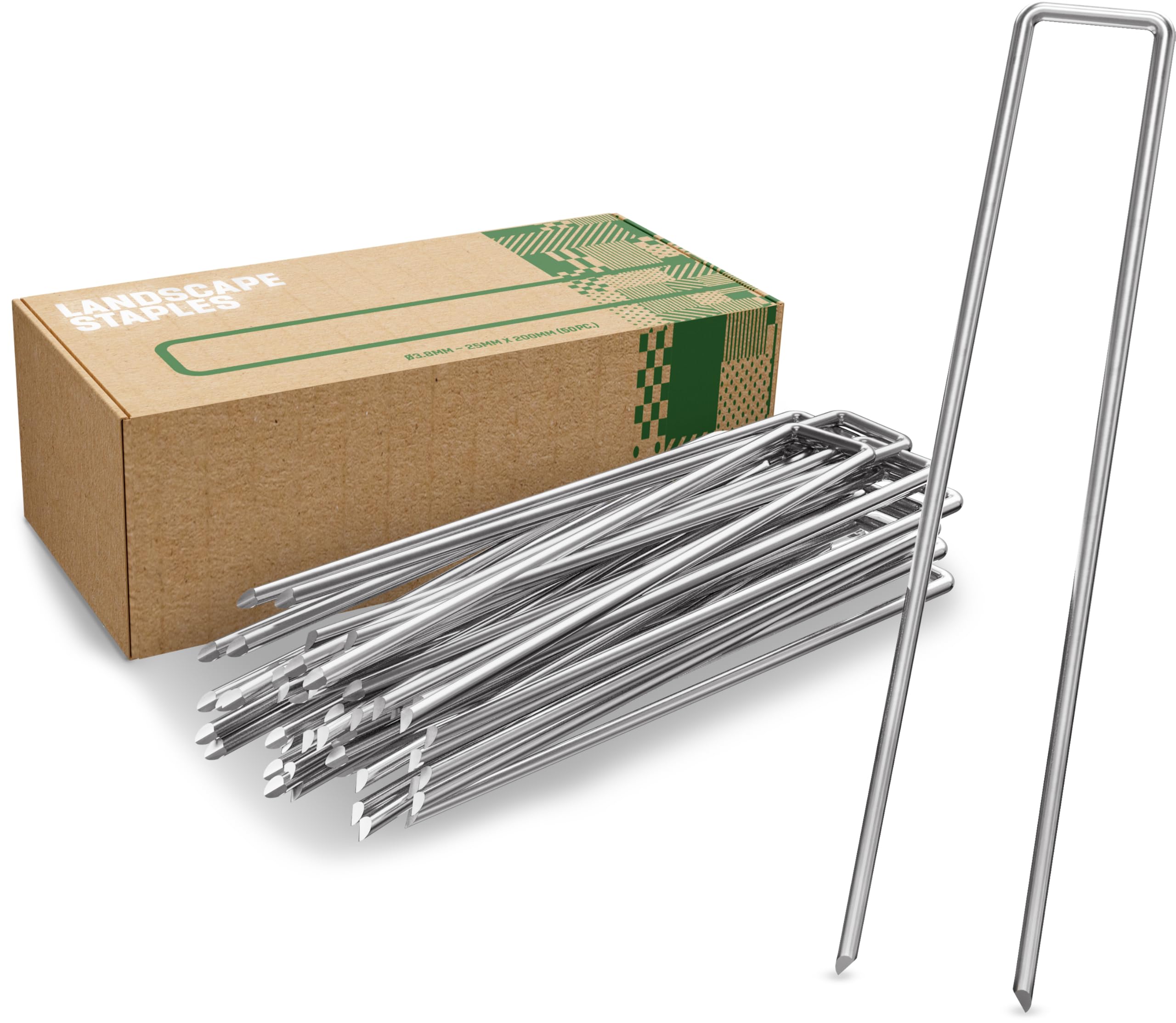 GardenGloss Heavy Duty Garden Pegs Made of Steel - Strong Metal Pegs for Membrane, Netting and Fence - Anti-Rust Landscape Staples (50pcs)