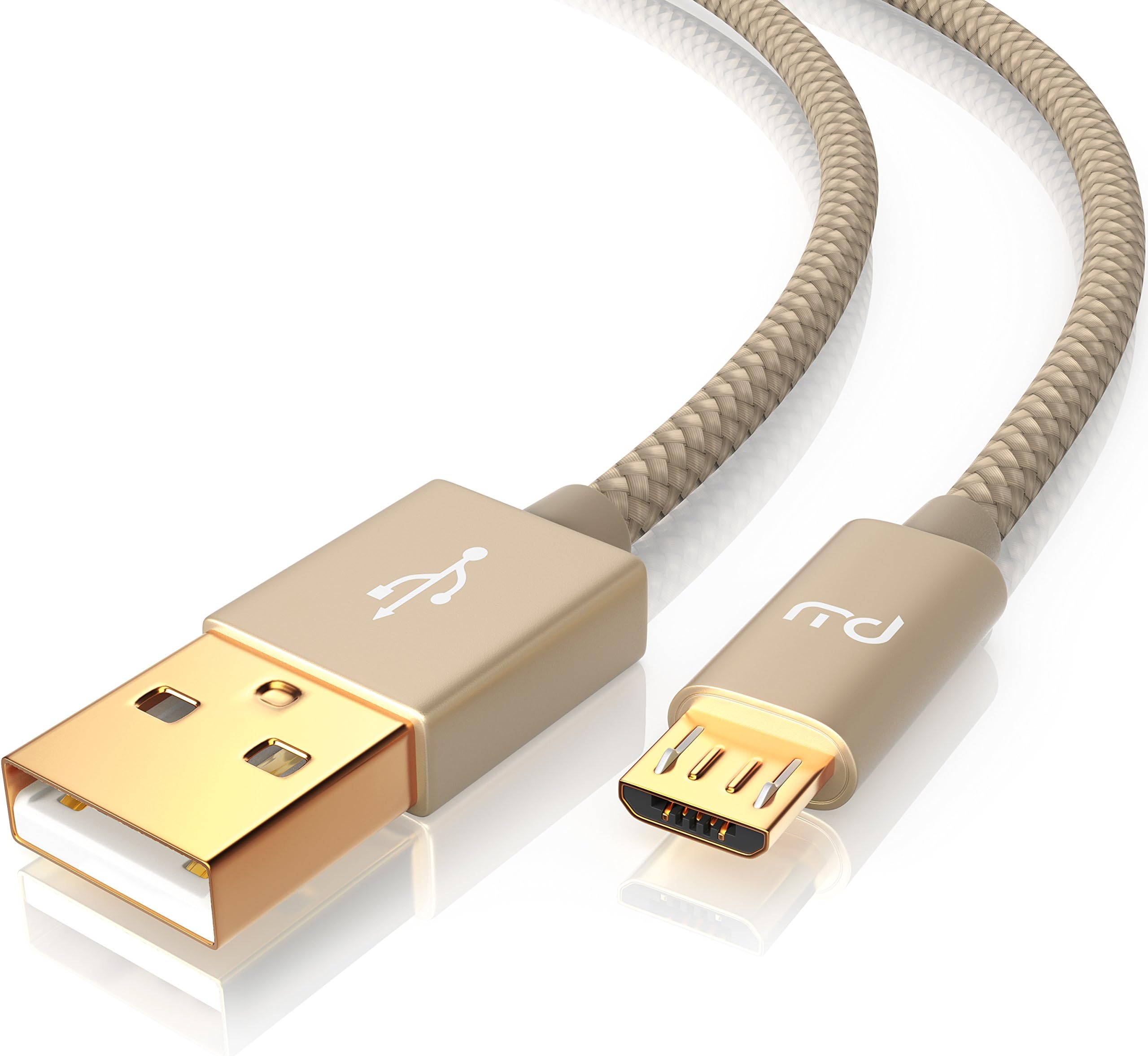 Primewire 0.5m Micro USB to USB Cable Nylon Braided - Data, Sync Charging Cable - Aluminium plug - Compatible with Android Samsung HTC Motorola Nokia LG HP Sony BlackBerry