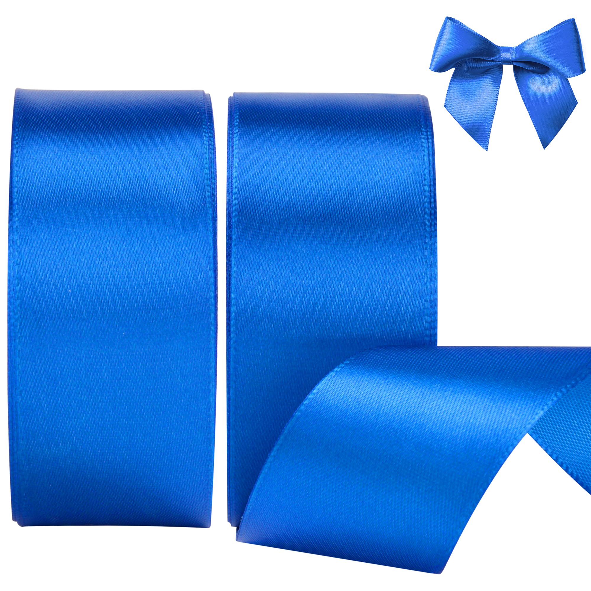 KEYIDO Blue Ribbon, 40mm x 44 Metres(50 Yards) Wide Ribbon, Thick Blue Satin Ribbons for Gift Wrapping, Hair Bow, Florist, Crafts, Sewing, Car, Wedding, Christmas Decoration (22M/Roll) โ image 1