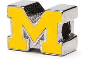 STONE ARMORY University of Michigan Charm for Charm Bracelets - Maize Michigan M Charm - Hyopallergenic Stainless Steel Charms for Bracelets - Michigan Gifts for Women