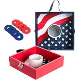 Washer Toss Game Set Outdoor Lawn Game | Portable,8 Steel Washers, Patriotic Design, for Tailgating, Backyard BBQs and Camping