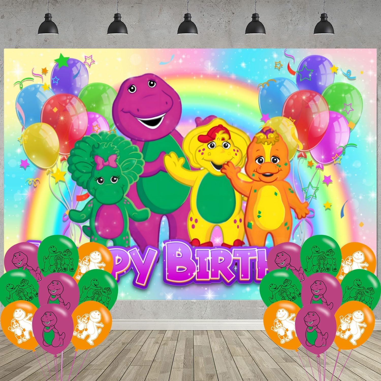 Photo 1 of ?????? Birthday Party Decoration, Photo Background 5 x 3 FT, 18 Pcs Balloons, ?????? Merch Party Backdrop Supplies
