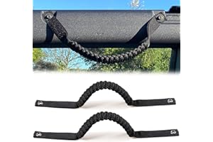 RERPRO Roll Bar Grab Handles for 2021 2022 2023 2024 2025 Ford Bronco 2 Door 4 Door Accessories Paracord Grip Handle, No Embroidery, 2 Pack Black
