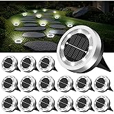 Mini Solar Ground Lights 16 Pack Outdoor IP65 Waterproof Solar Flat Garden Light Solor Powered Disc Pathway Lights for Outside Walkway Yard Landscape Patio Lawn Driveway-Cool White