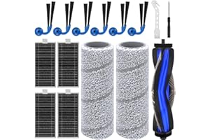 CHUANCHENG 15 Pack Accessories KIt for Ecovacs Deebot X11 OmniCyclone/ X11 Pro/ X11 Pro Omni/ X11 Vacuum Cleaner, Replacement Parts 1 Main Brush 2 Mop Roller 6 Side Brush 4 Filter 2 Install Tools