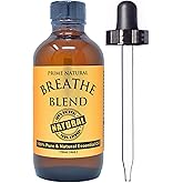 Prime Natural Breathe Essential Oil Blend 4oz - Pure, Undiluted Therapeutic Grade for Aromatherapy, Scents & Diffuser - Sinus Relief, Allergy, Congestion, Cold, Cough, Headache