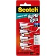Scotch Super Glue Gel - 4 Single-Use Tubes (0.017oz Each) - No-Run Formula For Quick Repairs
