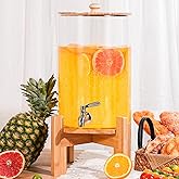 SPEETH 2.2 Gallon Drink dispenser, Large Water Glass Beverage Dispenser With Wood Stand for Parties With Stainless Steel Spigot, Ideal for Lemonade,Juice, Tea, and Party Drinks