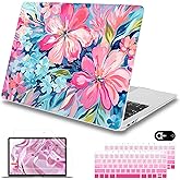Mektron Case for MacBook Air 13 inch M1 A2337 A2179 A1932,Hard Cover 2018-2021 Air 13-inch with Touch ID, Exclusively Designed Protective Shell with Keyboard Skin, Hand-Painted Flowers