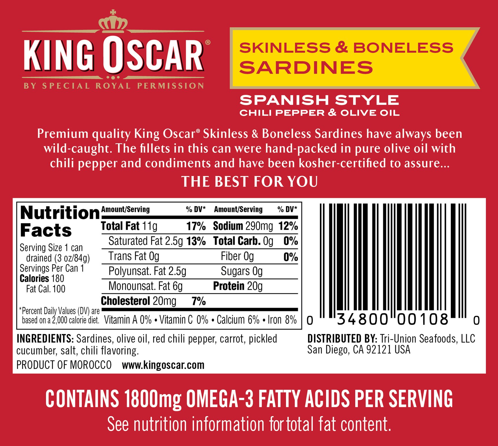 King Oscar Skinless & Boneless Sardines Spanish Style, 4.23 Ounce (Pack