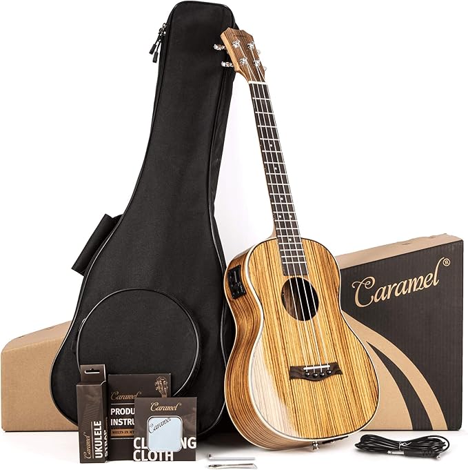Caramel CT103 High Gloss Tenor Acoustic & Electric Ukulele with Full Set Accessories Amazon.ca