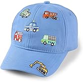 Kids Truck Hat Embroidery Excavator Baseball Caps, Adjustable Child Vehicle Cap Sun Hat for Kids Age 3-8Y