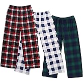 Ekouaer Boys 3 Pack Plaid Lounge Pants with 2 Pockets