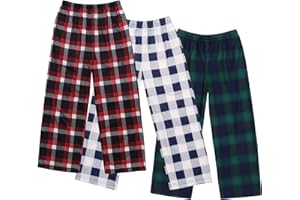 Ekouaer Boys 3 Pack Plaid Lounge Pants with 2 Pockets