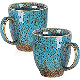 Set of 2 Durable 16 oz Coffee Cups, Large Coffee Mugs with Ergonomic Handle, Ceramic Mugs Dishwasher & Microwave Safe, Ideal Tea Mugs for Home, Office, Gifts (coffee, Tea, Hot Cocoa, Latte Cup)