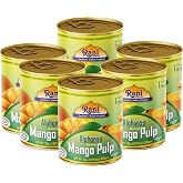Rani Mango Pulp Puree (Makes Mango Lassi Shakes) Alphonso Sweetened 30oz (1.875lbs) 850g Pack of 6 ~ Kosher | All Natural | NON-GMO | Vegan | No colors | Gluten Friendly | Indian Origin