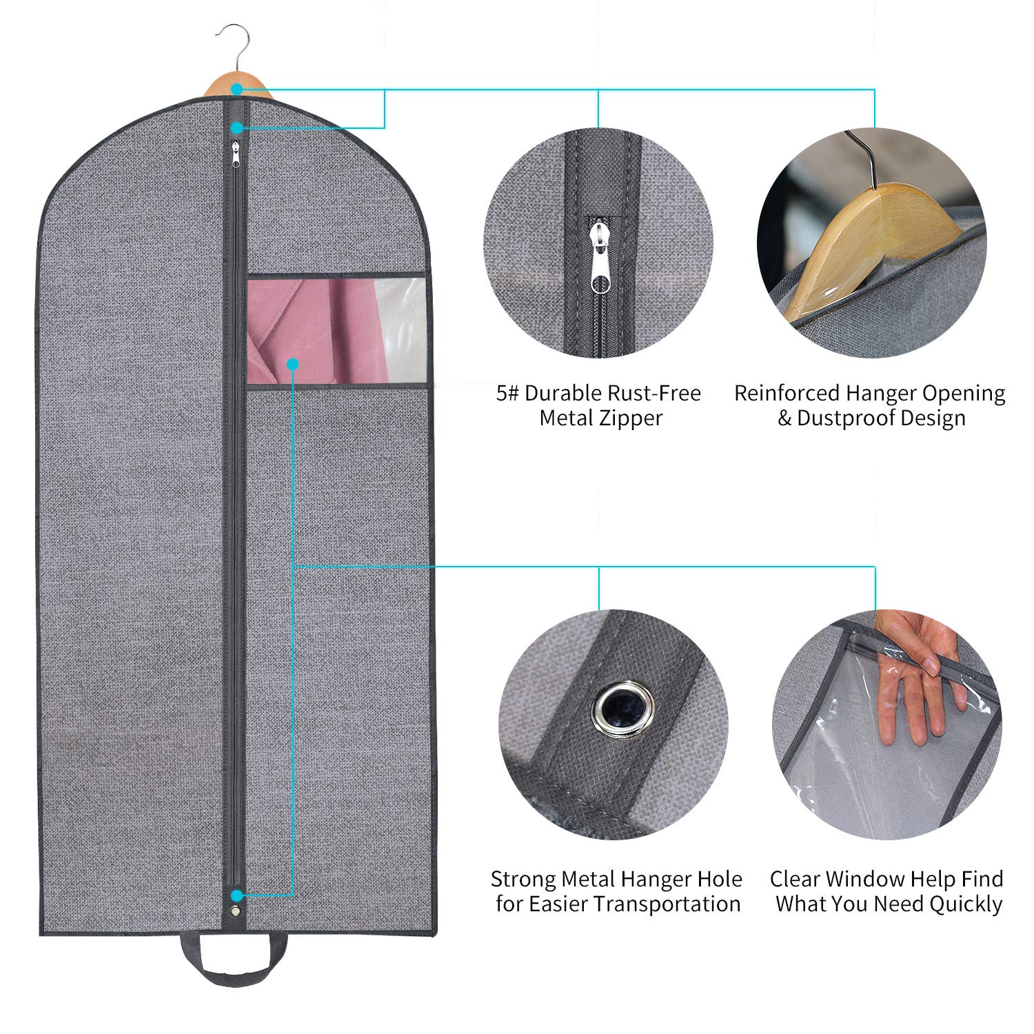 1 borsa porta abiti traslucida di grande capacità, 60 x 50 x 90 cm, antipolvere e antiumidità