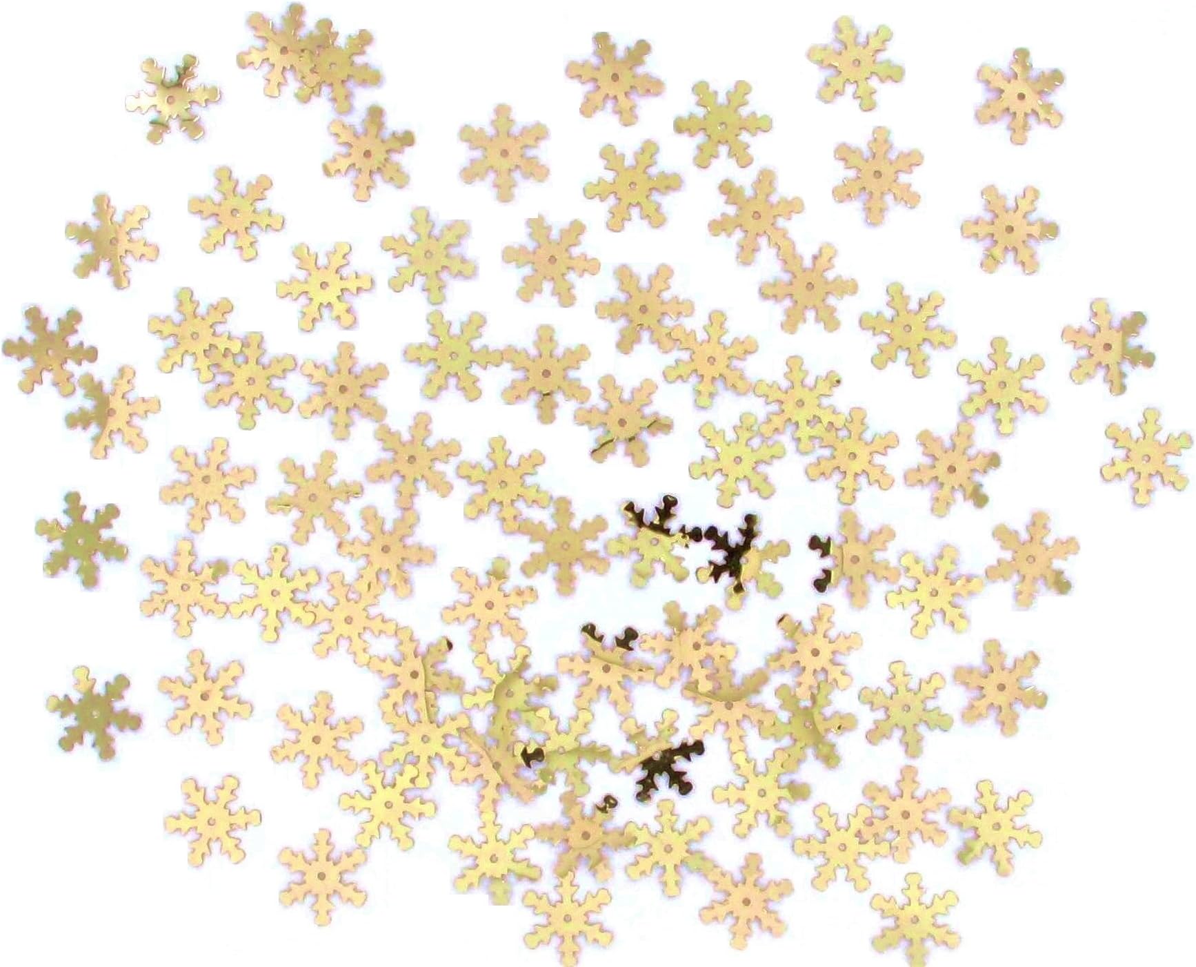 Gold Snowflake Sprinkles Confetti for Winter/Frozen themed Party, Christmas Cards/Table Decoration, Weddings, Birthdays, Festive - 14g in each Pack (Three packs)