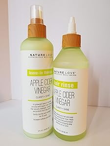 Nature Love Apple Cider Vinegar Clarify + Shine - Set of 2: Hair Rinse 8.5 Fl. Oz and Leave-in Therapy 8 Fl. Oz