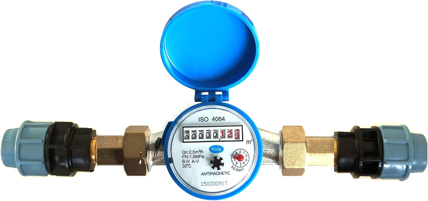 Diamond Water meter flow cold water 3/4” MDPE/PE for 25 mm blue pipe