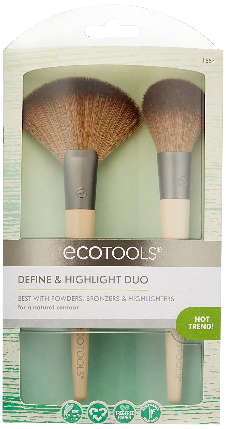 EcoTools Define & Highlight Duo, Makeup Brush Set for Powder, Bronzer, & Highlighter: Beauty
