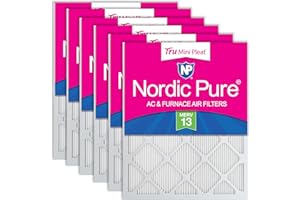 Nordic Pure 20x20x1 (Actual Size: 19 1/2 x 19 1/2 x 3/4) Tru Mini Pleat MERV 13 AC Furnace Air Filters – 2.5X More Media for Longer-Lasting, High-Efficiency Filtration - 6 Pack