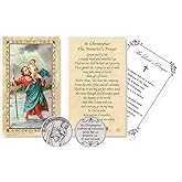 Saint Christopher Motorist Card - Saint Christopher Token, The Lord's Prayer Card - Laminated St Christopher Card - Saint Christopher Prayer Card, Patron Saint of Travelers Themed Set - 3 Items