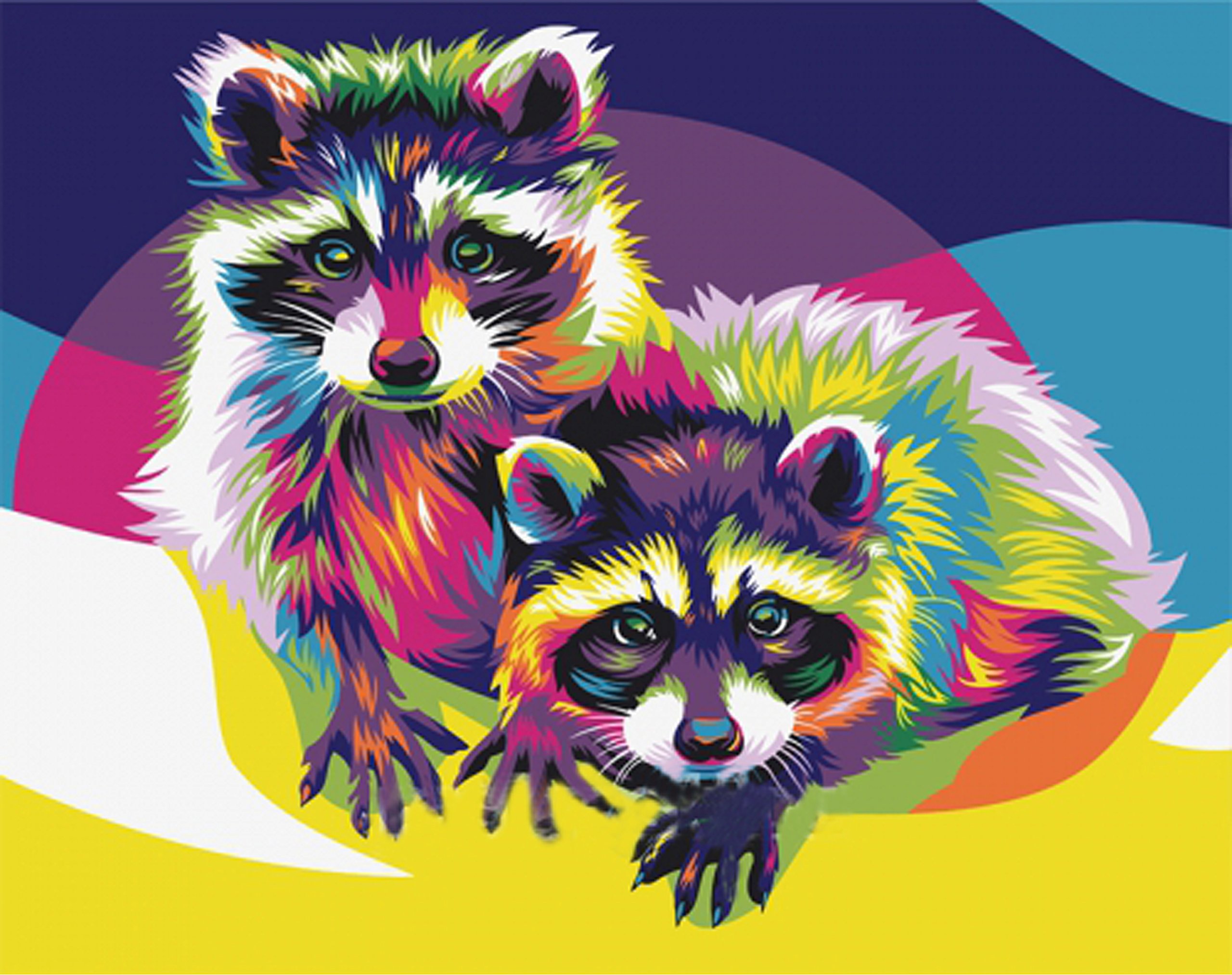 YEESAM ART New 5D Diamond Painting Kits for Adult - Colorful Raccoons Bear Animal - DIY Diamond Rhinestone Painting Pasted Paint by Number Kits Cross Stitch Embroidery