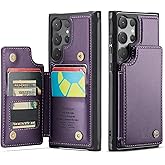 Vinich for Samsung Galaxy S25 Ultra Wallet Case with Card Holder, RFID Blocking Credit Slots Kickstand Shockproof Phone Cover Fit for Galaxy S25 Ultra 6.9" Purple