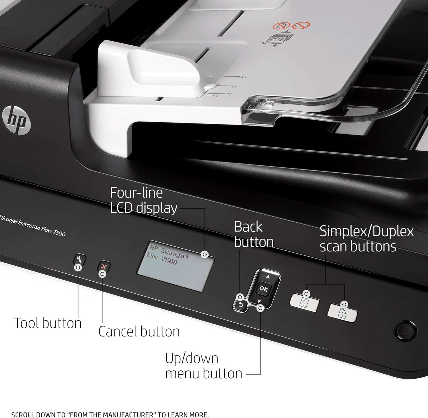 HP ScanJet Enterprise Flow 7500 Flatbed OCR Scanner (L2725B#BGJ): Electronics