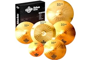 Rhythm Bytes Cymbal Set - New Sultans Series | Complete 7-pcs Drums Set Cymbal Pack Includes 14" Hi-Hats, 16" Fast Crash, 18" Crash, 20" Ride, 10" Splash, 18" China
