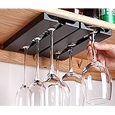 runruii Wine Glass Holder Under Shelf Cabinet Wine Glass Rack Plastic Stemware Rack Glassware Drying Storage Hanger for Kitch