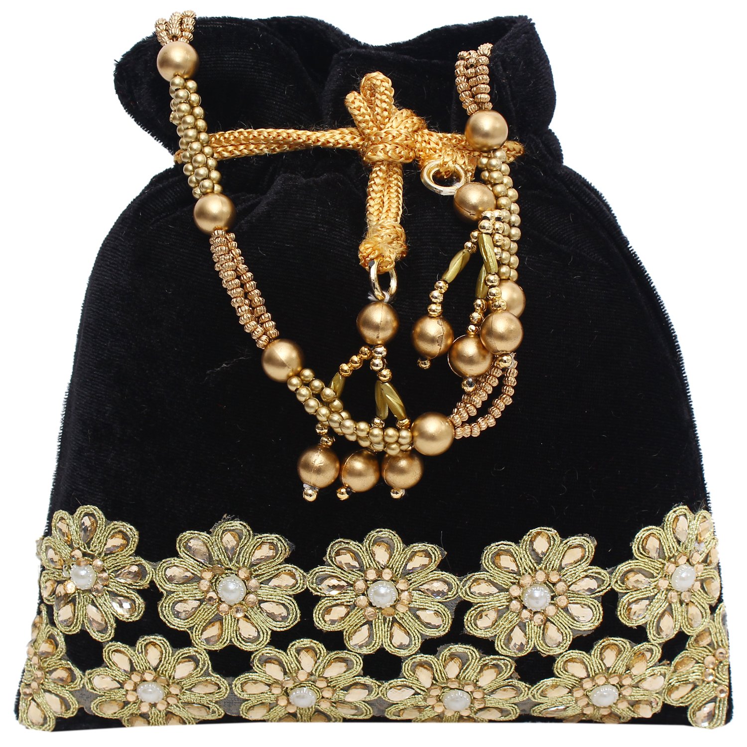 bagaholics ethnic clutch velvet potli batwa pouch bag with metal beadwork gift for women
