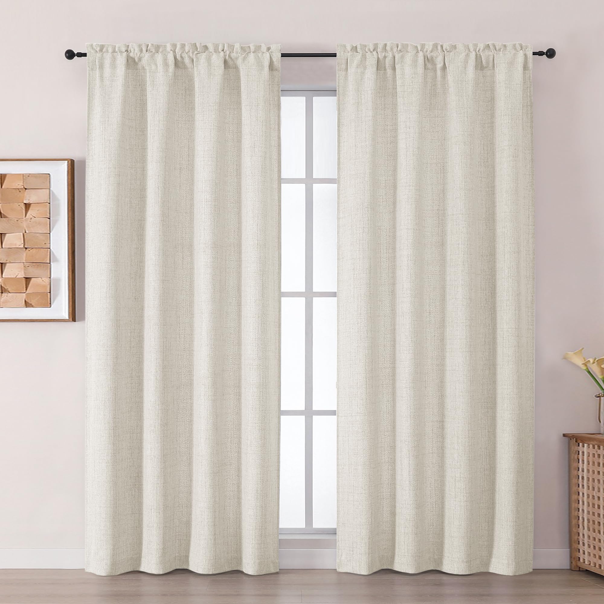 View 1 of ** box of 6**
Chyhomenyc Extra Long Natural Curtains 120 Inch Length 2 Panels, Light Filtering Faux Linen Slub Textured Soft Living Room Curtains, Elegant Neutral Window Curtain for Bedroom, Each 50Wx120L, 10FT