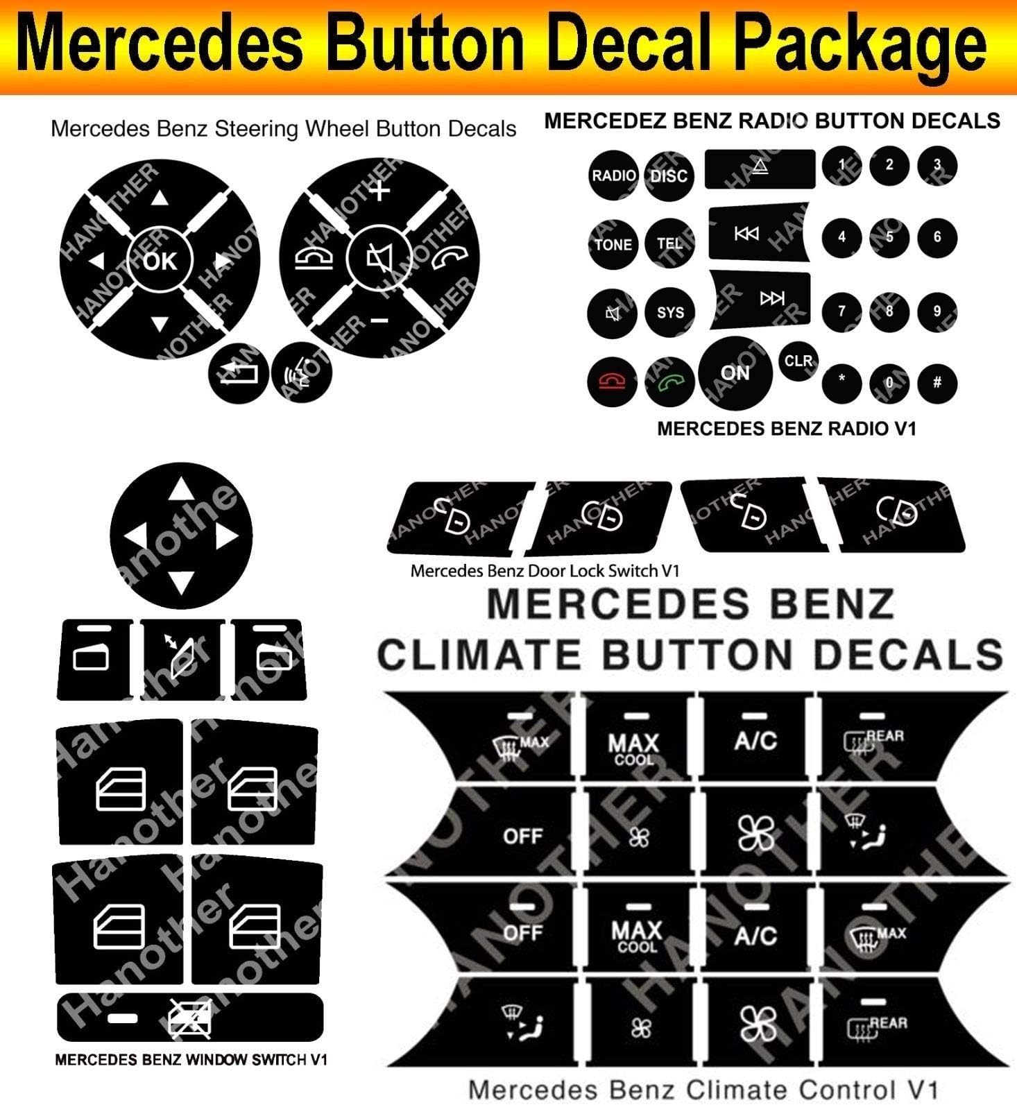Mercedes Benz Button Repair Decals Premium Package Steering AC Window Radio