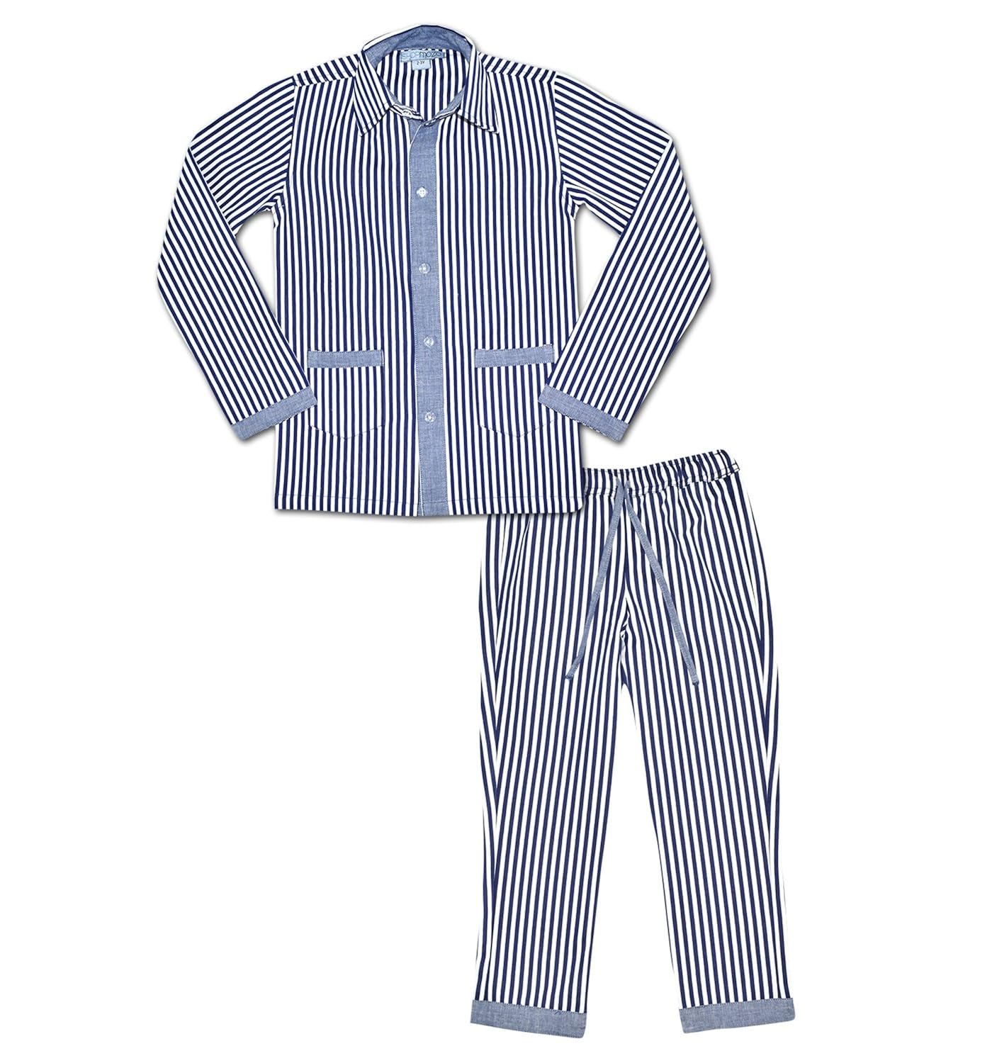 Buy ShopMozo Cotton Blue Striped Boys Night Suit ( Boys Night Dress