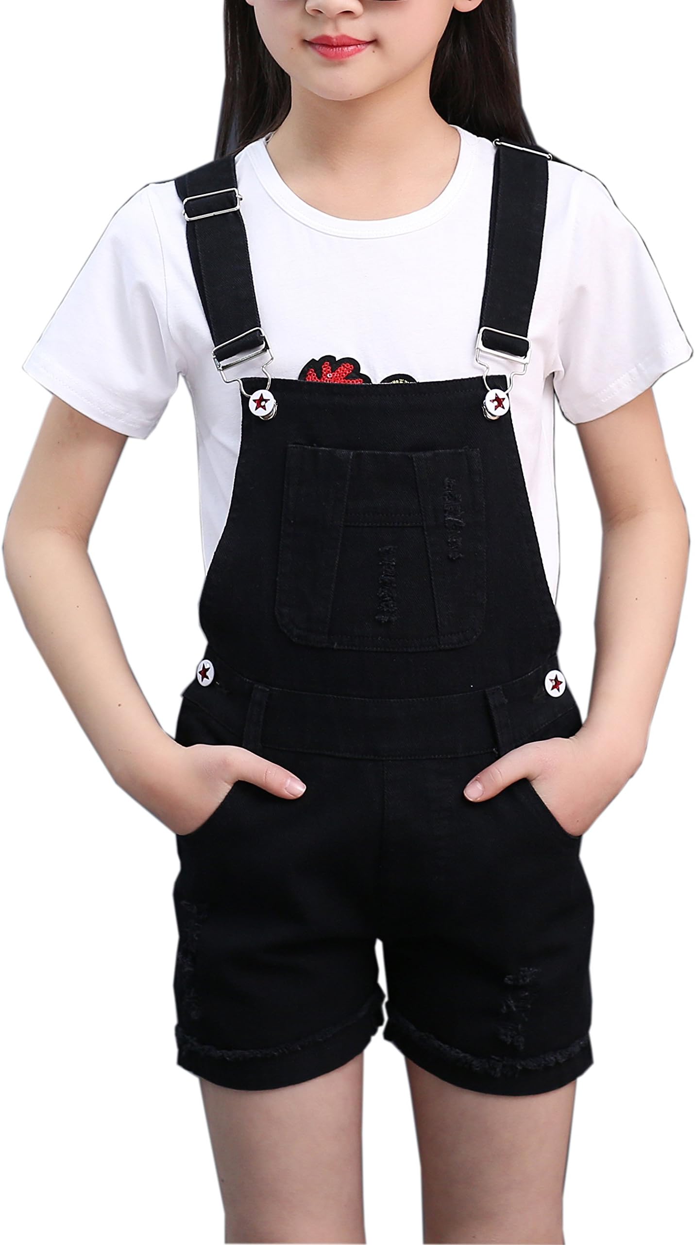 Sitmptol Big Girls Kids Denim Overalls Cute Jumpsuits Casual Bib Boyfriend Romper 1 Piece