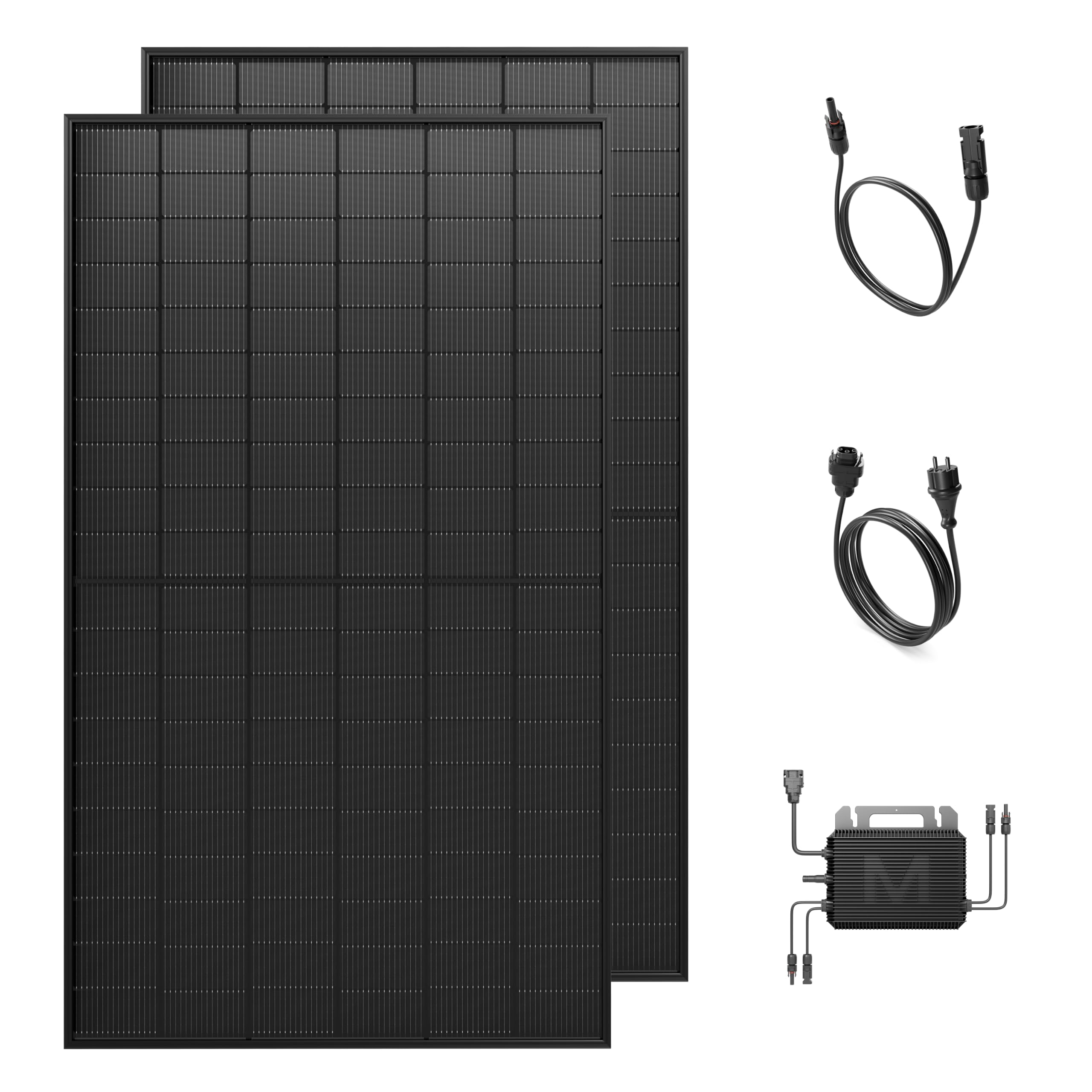 Solakon 1000W Balkonkraftwerk - Balkonkraftwerk 800W komplett Steckdose - neuester 800 Watt Wechselrichter - Solaranlage Komplettset, 500W bifaziale Solarmodule inkl Zubehör - 5m Kabel, Ohne Halterung