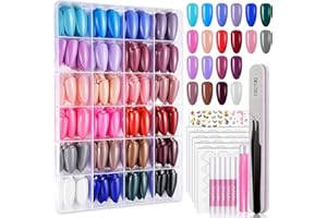 TsMADDTs Press On Nails Almond, 24 Colors 720PCS Short Fake Nails with Glues, Stickers, Tweezer for Women