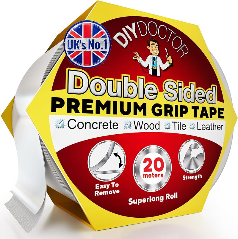 DIY Doctor Double Sided Carpet Tape Heavy Duty 20m x 21mm No Residue
