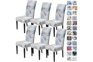 SPRINGRICO Chair Covers for Dining Room 6 Pack, Stretch Dining Chair Cover, Washable Spandex Kitchen Parsons Chair Slipcovers, Removable Seat Protector for Home or Party (Set of 6, FLORAL5)