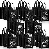 Aliceset 24 Pcs Christian Gift Bags Bulk with Handle Medium Size Bible Verse Religious Gift Bags Reusable Non Woven Church Welcome Totes for Baptism Galentines Birthday Party Favors (Black)