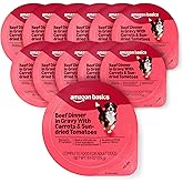Amazon Basics Wet Dog Food, Beef Dinner in Gravy with Carrots & Sun-Dried Tomatoes, Made with Real Beef, 3.5 oz Cup, (Pack of 12)
