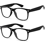 OWL - Non Prescription Glasses Clear Lens Black Frame - UV Protection (2 Pack)