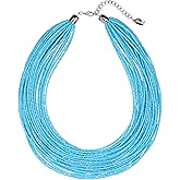 Bocar Multi Layer Chunky Bib Statement Seed Beads Cluster Collar Necklace for Women Gift (NK-10351)