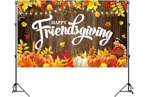 Nepnuser Happy Friendsgiving Photo Booth Backdrop Pumpkin Harvest for Fall Thanksgiving Friends Party Wall Decor (5.9×3.6ft)